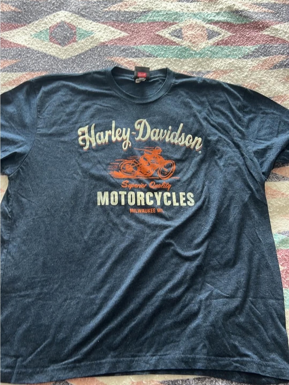 Harley-Davidson Black Graphic Motorcycles Tee with Orange Detail